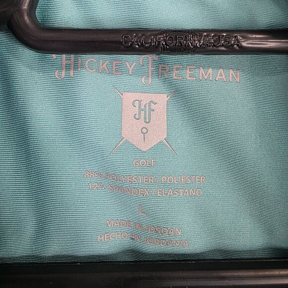 Mens Hickey Freeman Teal Floral Golf Polo Shirt Short Sleeve Polyester Stretch L - Picture 2 of 7
